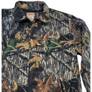 Field Staff Mossy Oak Camo Fleece Jacket Mens M Mobu Full Zip Hunting Y2K VTG